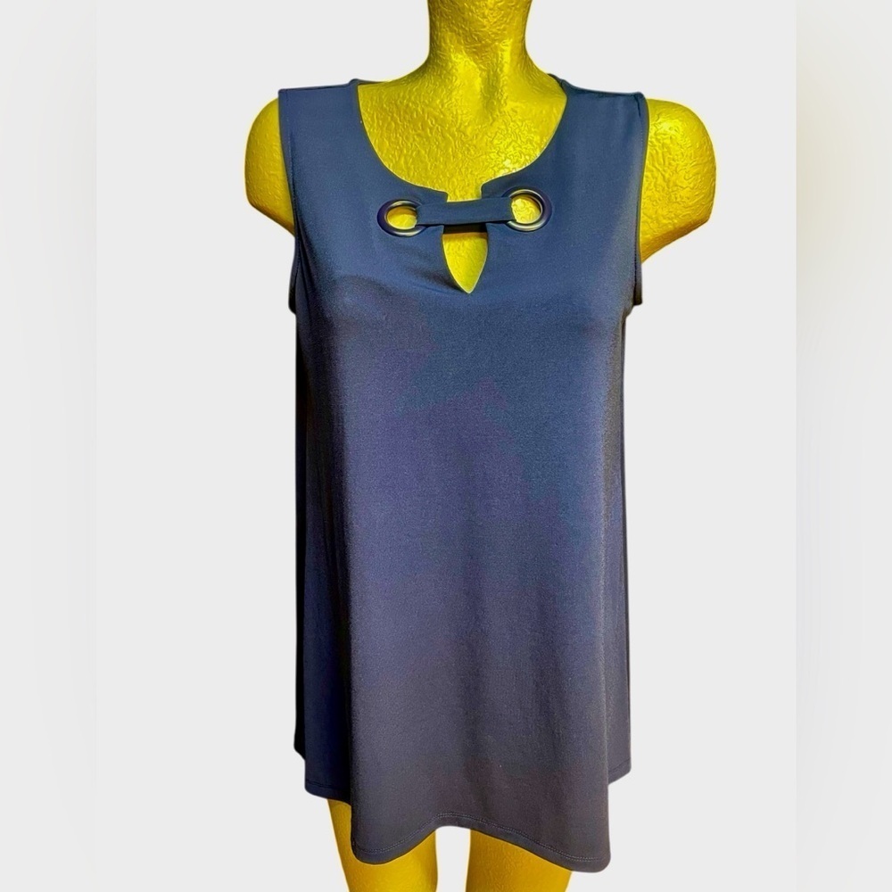 Alfani Navy Sleeveless Tunic Top with Cut Out Design size M